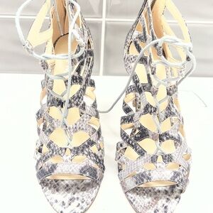 Brand new never worn - Nine West Gray Snakeskin Lace-Up Heels